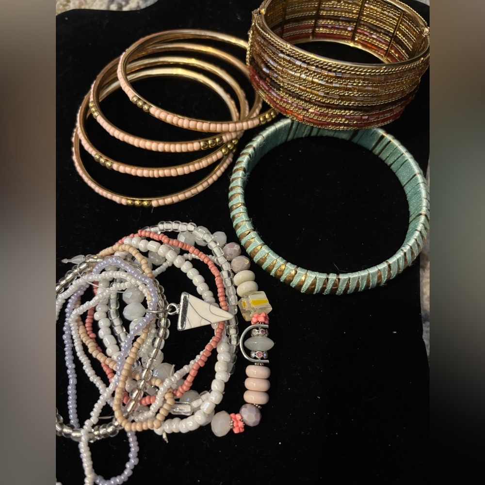 Gold and beaded Bangles and Bracelet Set Preloved